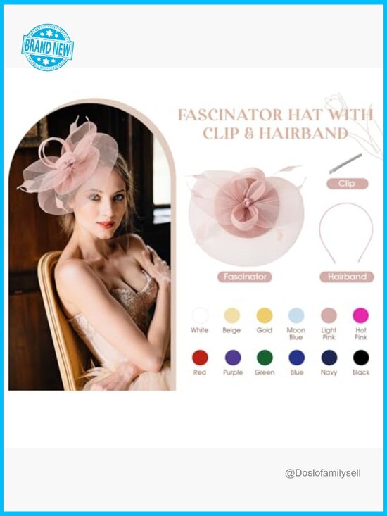 Elegant Fascinator Derby Hat with Feather Hair Clip for Wedding Tea Party Church main image 3